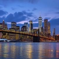 Manhattan skyline at blue hour